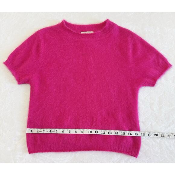 Vintage Express Size M Angora Fuzzy Pullover Sweater Top Hot Pink 90s Y2K - Picture 6 of 9